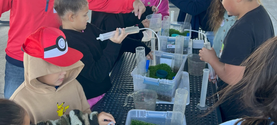 Students doing groundwater activity