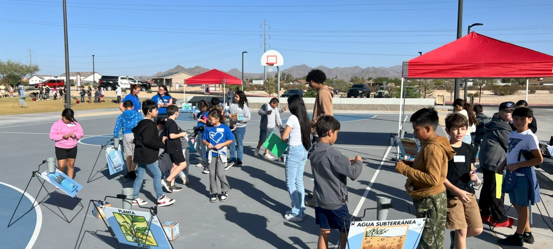 Students doing water cycle activity