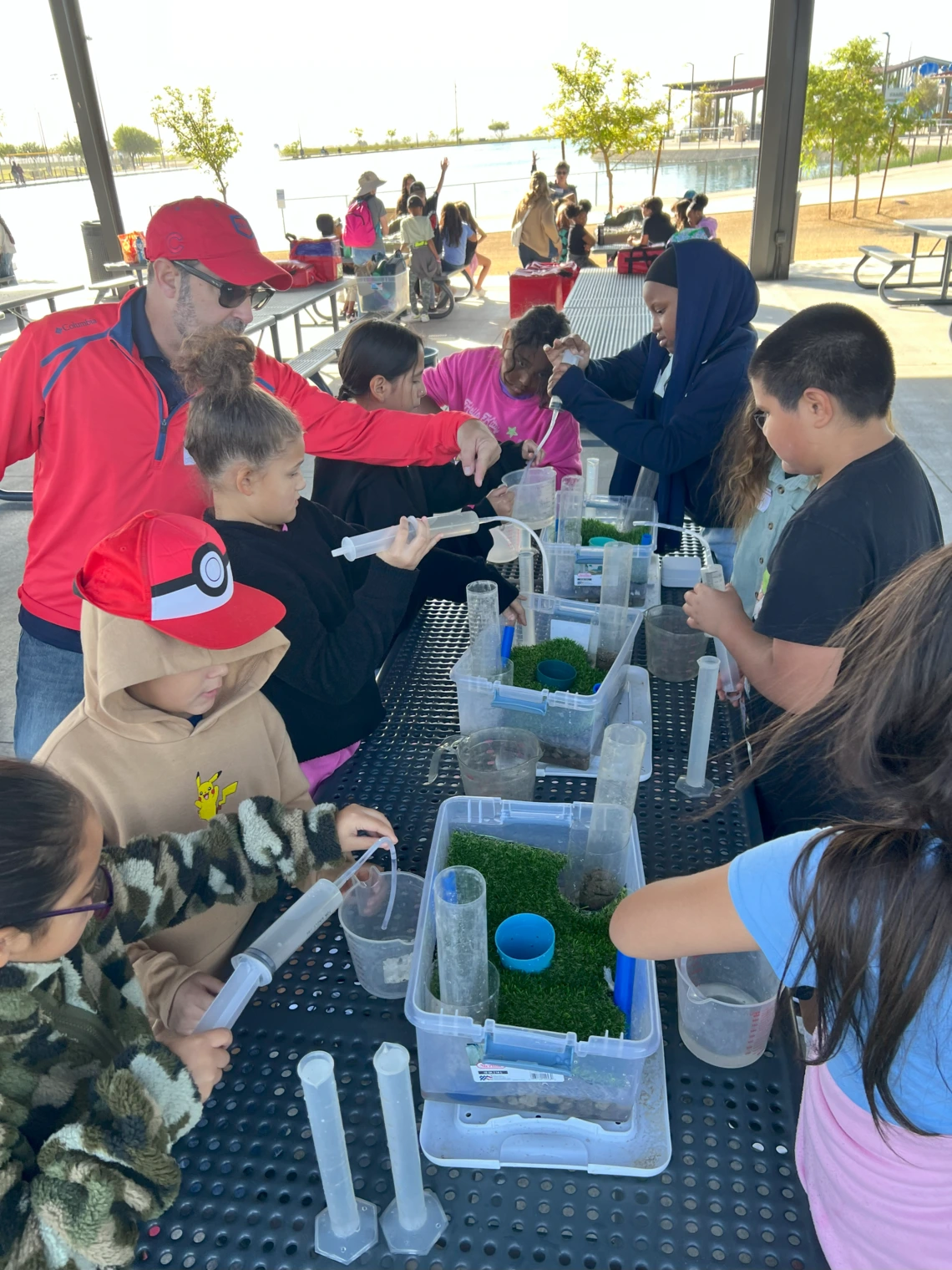 Students doing groundwater activity